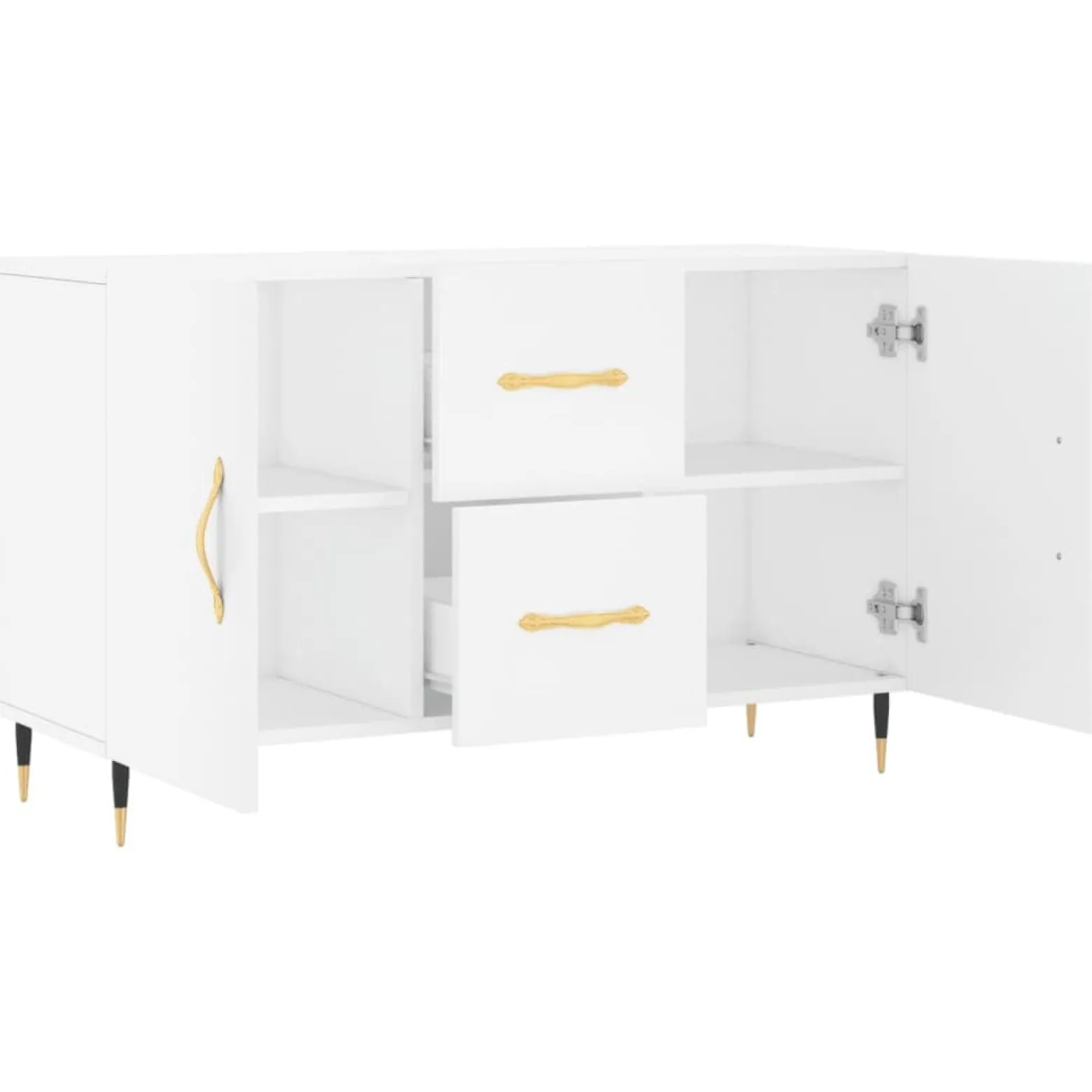 Szafka Biała z Drzwiami z Szufladami 100x36x60 cm do Salonu Pokoju