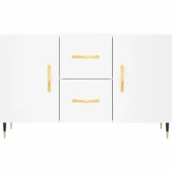 Szafka Biała z Drzwiami z Szufladami 100x36x60 cm do Salonu Pokoju