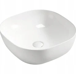 Szafka 60 cm ADEL WHITE z umywalką SMILE, blatem i regałem