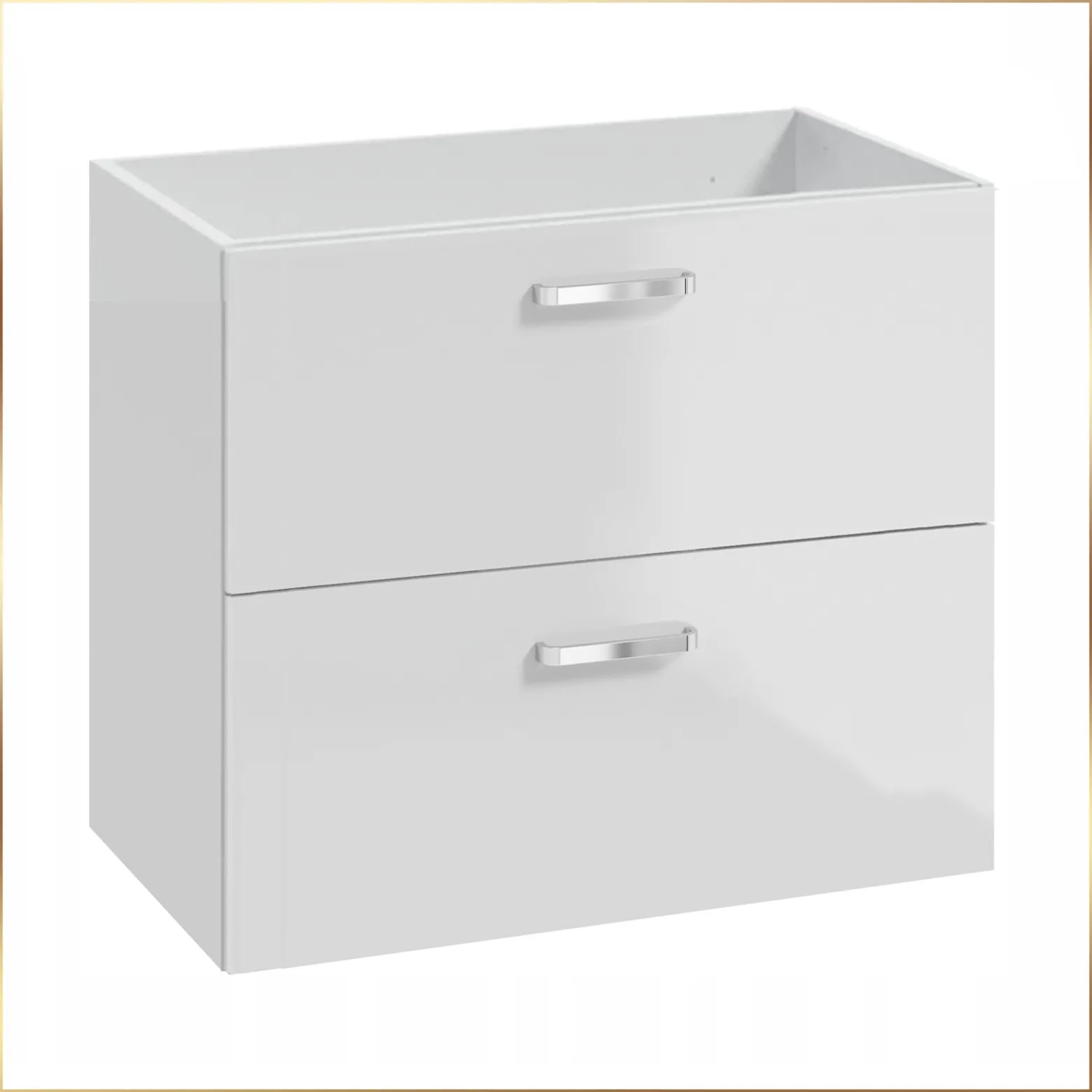 Szafka do Łazienki Biała pod Umywalkę 80 x 40 cm Połysk Wisząca 2 Szuflady