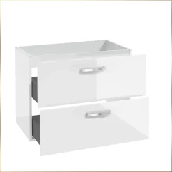 Szafka do Łazienki Biała pod Umywalkę 80 x 40 cm Połysk Wisząca 2 Szuflady