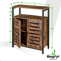 Szafka industrialna komoda z półką regał rustykalny brąz loft 70x30x80 cm