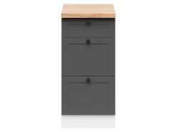 Szafka kuchenna dolna Junona Line 40 cm z szufladami grafitowa z blatem