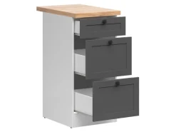 Szafka kuchenna dolna Junona Line 40 cm z szufladami grafitowa z blatem