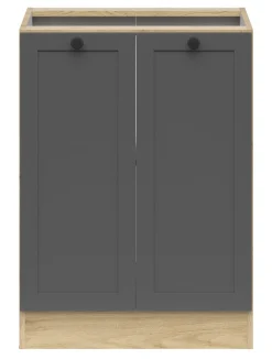 Szafka kuchenna dolna Junona Line 60 cm z 2 drzwiami dąb bernstein/grafit