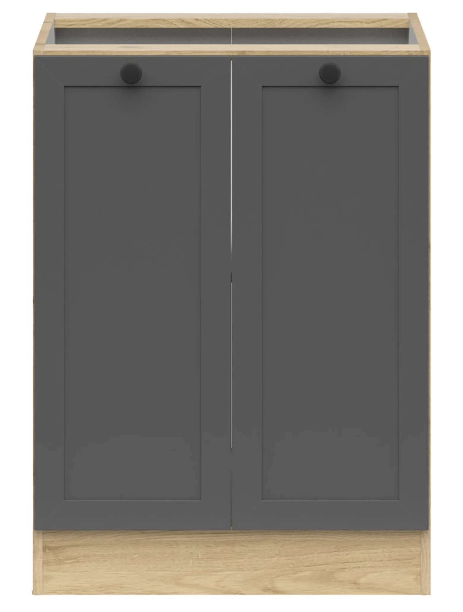 Szafka kuchenna dolna Junona Line 60 cm z 2 drzwiami dąb bernstein/grafit