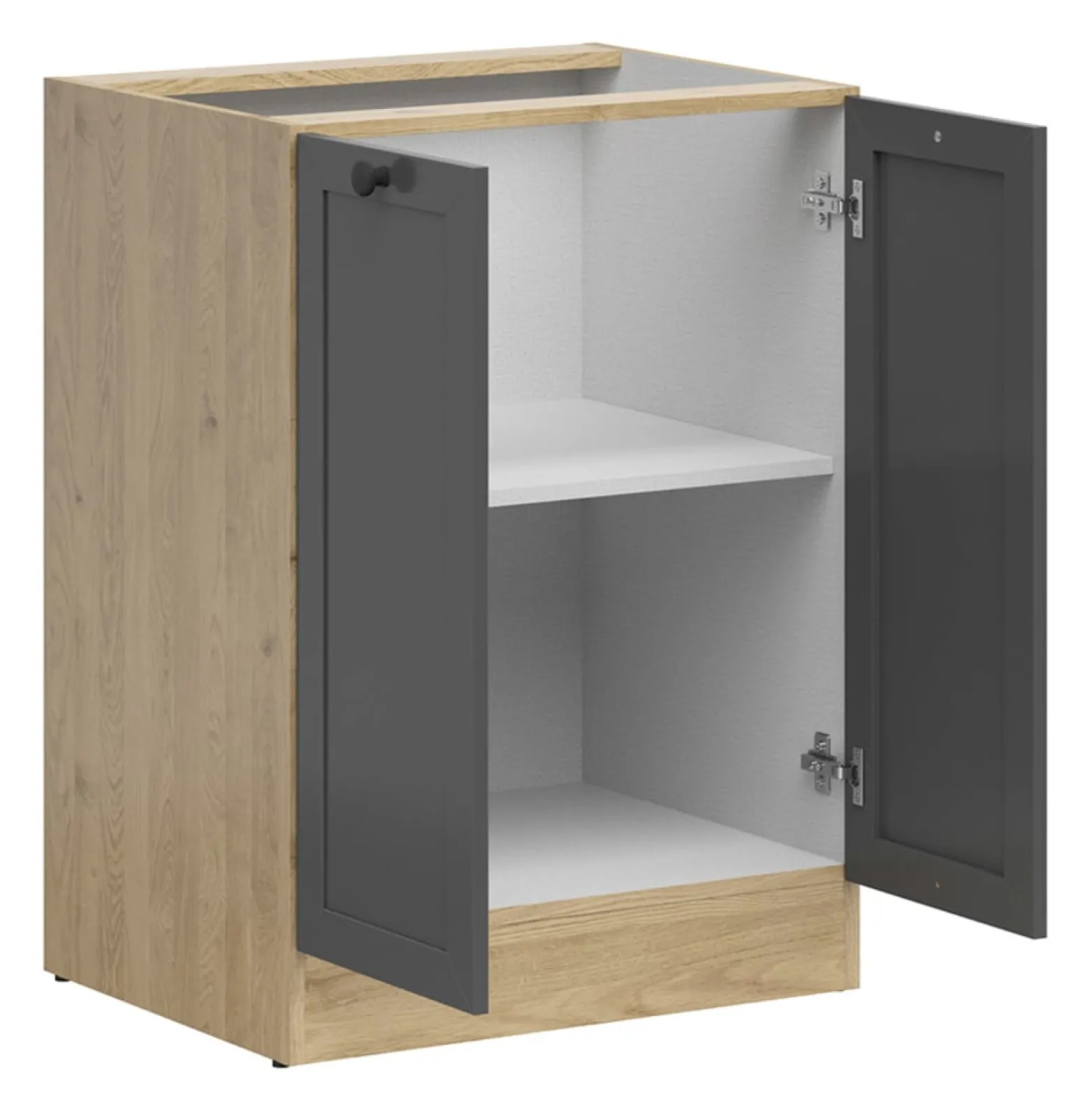 Szafka kuchenna dolna Junona Line 60 cm z 2 drzwiami dąb bernstein/grafit