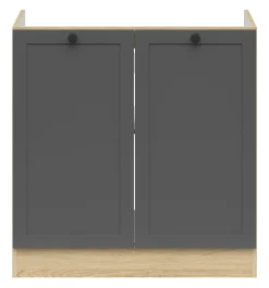Szafka kuchenna pod zlewozmywak Junona Line 80 cm z 2 drzwiami dąb bernstein/grafit