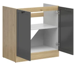 Szafka kuchenna pod zlewozmywak Junona Line 80 cm z 2 drzwiami dąb bernstein/grafit