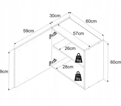 Szafka Kuchenna Wisząca 2d Górna 60cm Kaszmir