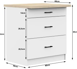 Szafka kuchenna z blatem OLIWIA Biała 80x46x85 cm
