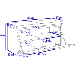 Szafka Megan 2 Dąb Craft Złoty/Biały/Szary 100X37X49 Cm