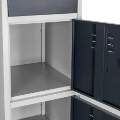Szafka Metalowa Śniadaniowa 4-Skrytki BHP 180x40x50cm Grafit/Szary Mega-M