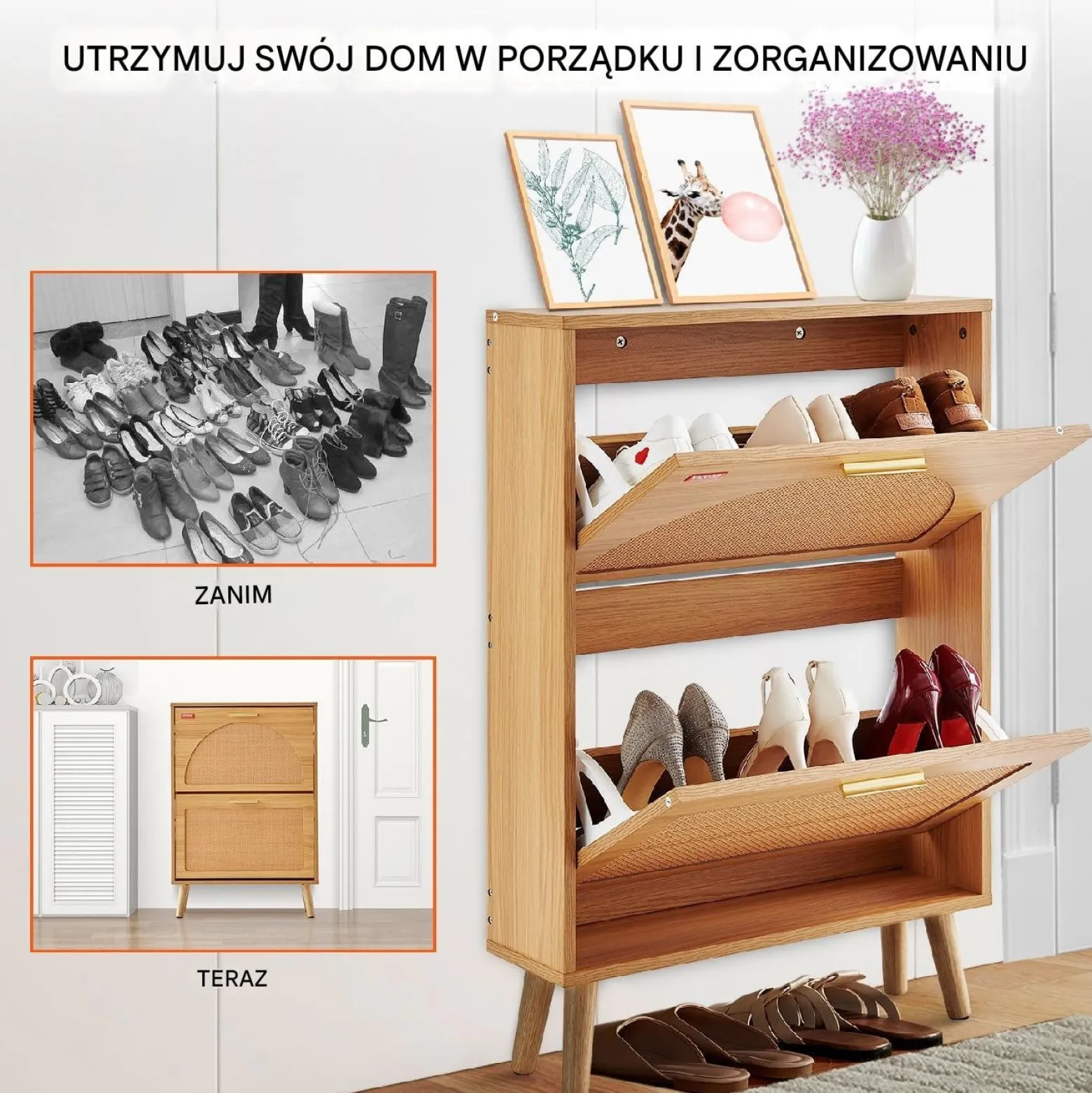 Szafka na buty otwierana uchylna komoda 60 cm