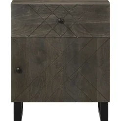 Szafka Nocna Drewniana Czarna Komoda Stolik Nocny Do Sypialni 50x33x60 cm