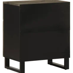 Szafka Nocna Drewniana Czarna Komoda Stolik Nocny Do Sypialni 50x33x60 cm