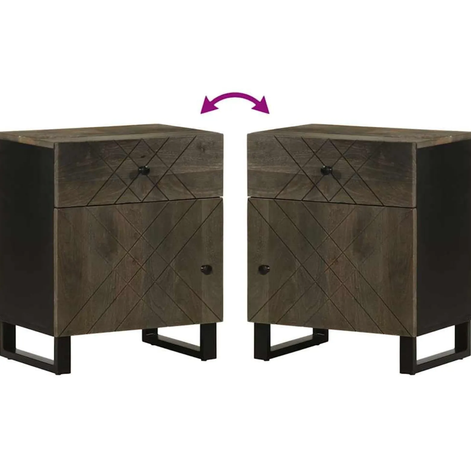 Szafka Nocna Drewniana Czarna Komoda Stolik Nocny Do Sypialni 50x33x60 cm
