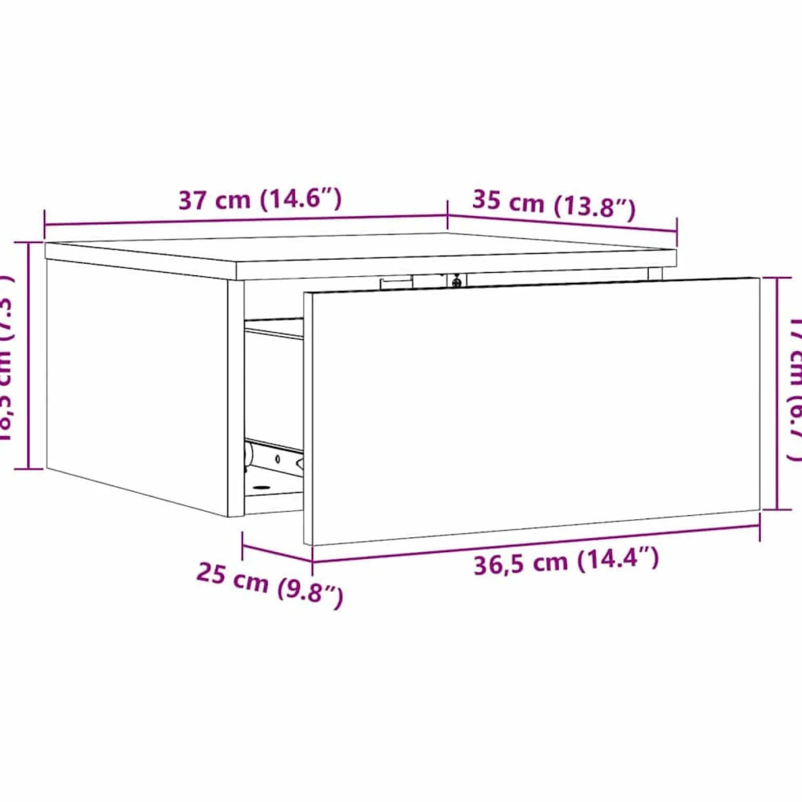 Szafka Nocna Komoda Stolik Nocny Do Sypialni 37 x 35 x 18.5 cm