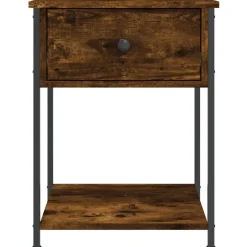 Szafka Nocna Stolik Brązowa z Regulowanymi Nóżkami Do Sypialni 44x45x58 cm