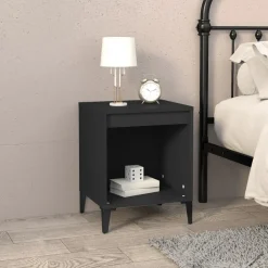 Szafka Nocna Stolik Komoda Czarna Do Sypialni Pokoju Salonu 40x35x50 cm
