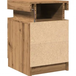 Szafka Nocna Stolik Komoda Szara z Szufladą z LED Do Sypialni 35x39x55 cm