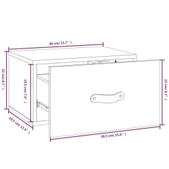 Szafka Nocna Wisząca Brąz Komoda Stolik Nocny Do Sypialni 40x29.5x22 cm