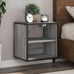 Szafka Nocna Wisząca Szara Komoda Stolik Nocny Do Sypialni 40x31x39.5 cm