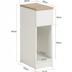 Szafka nocna wąska z szufladą stolik z półką nowoczesny loft sypialni 60 cm