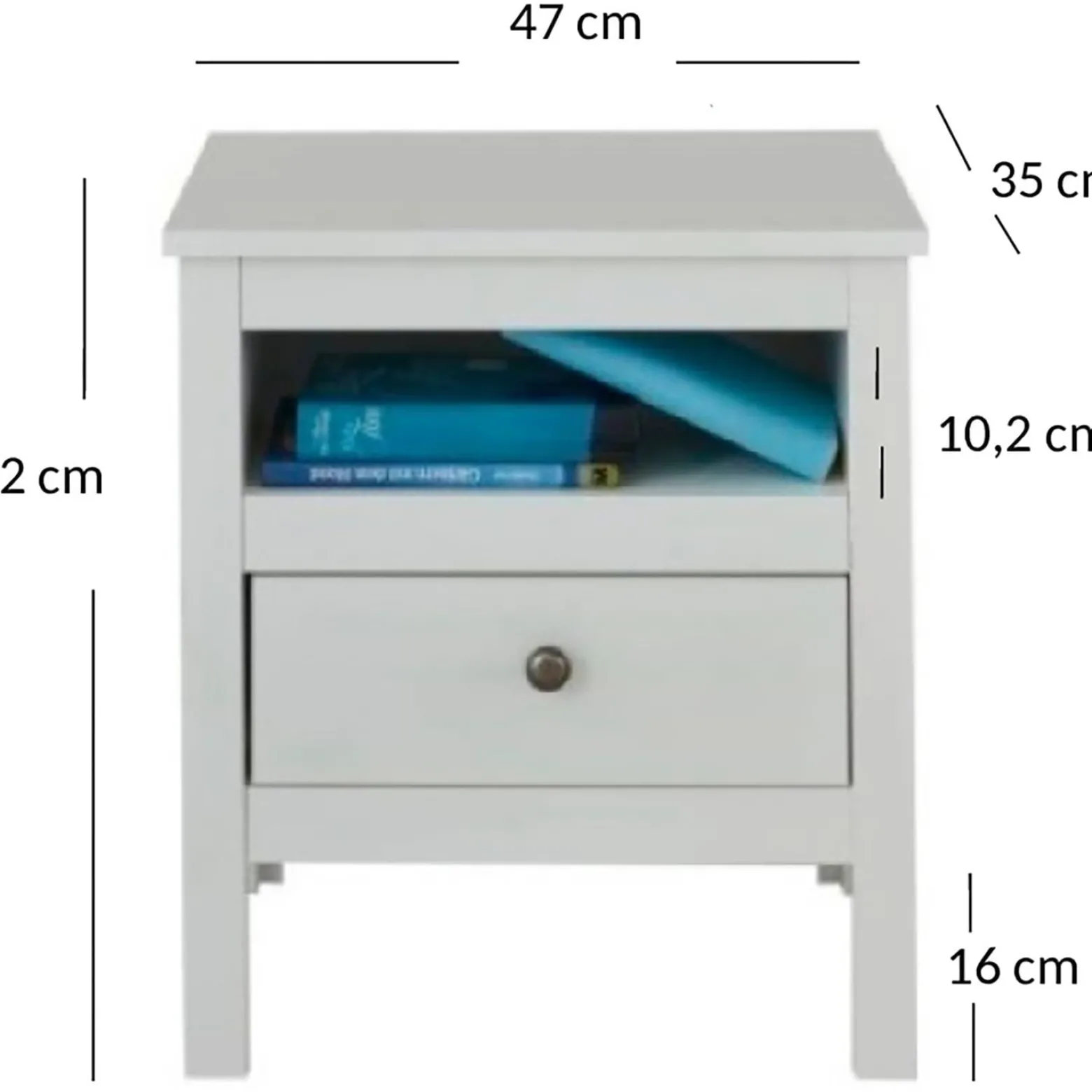 Szafka Nocna z Szufladą do Sypialni AZURA 47 cm Biała
