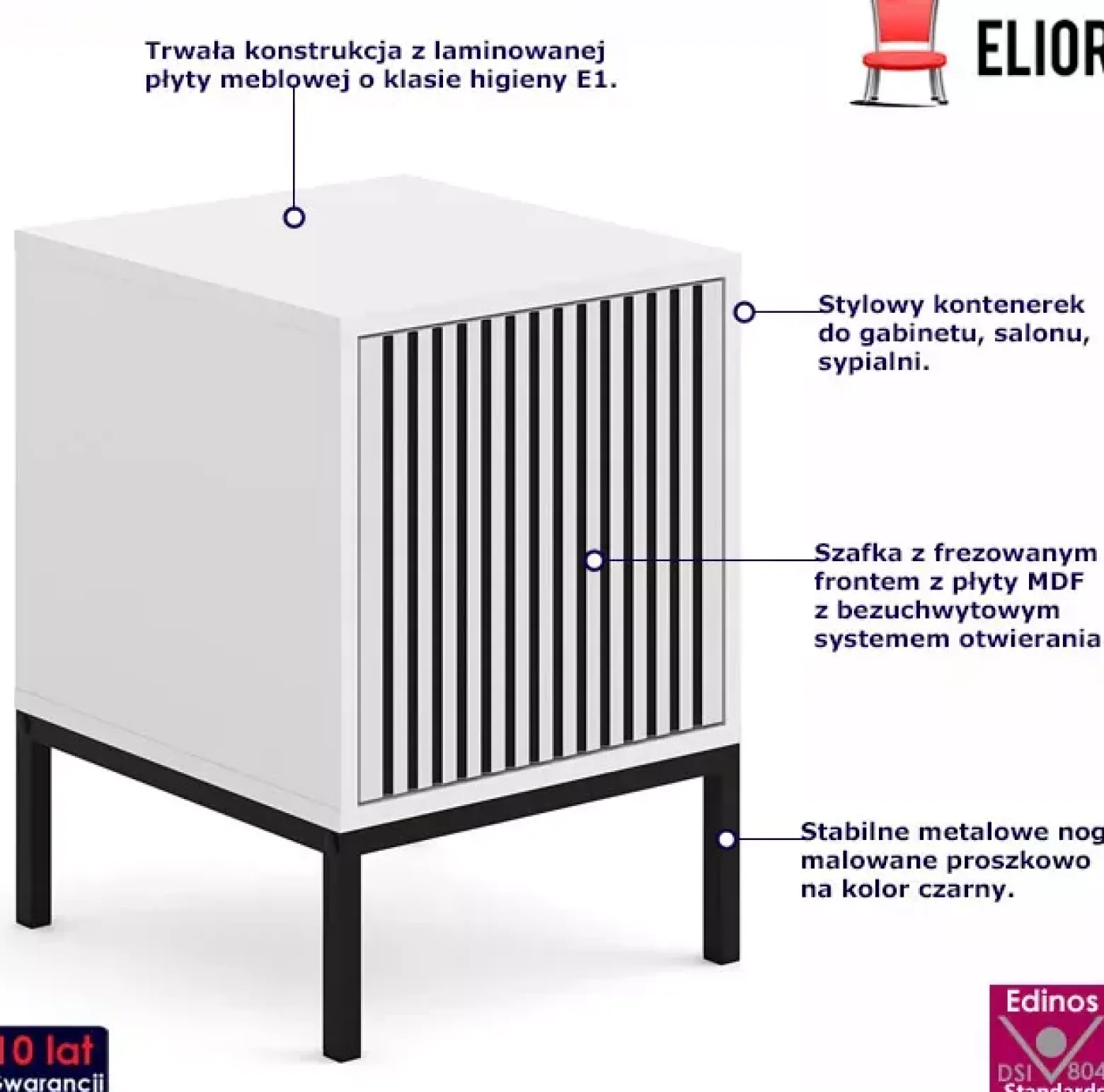 Szafka pod biurko z lamelami w stylu glamour - Luren