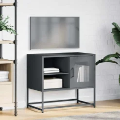 Szafka Pod Telewizor Antracytowa Półka Szafka RTV Stalowa 68x39x60.5 cm