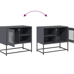 Szafka Pod Telewizor Antracytowa Półka Szafka RTV Stalowa 68x39x60.5 cm
