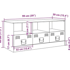 Szafka Pod Telewizor Biała Półka Szafka RTV Stalowa 99x39x44 cm