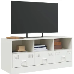 Szafka Pod Telewizor Biała Półka Szafka RTV Stalowa 99x39x44 cm