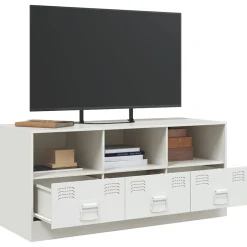 Szafka Pod Telewizor Biała Półka Szafka RTV Stalowa 99x39x44 cm