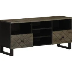 Szafka pod telewizor czarna 100x33x46 cm lite drewno mango