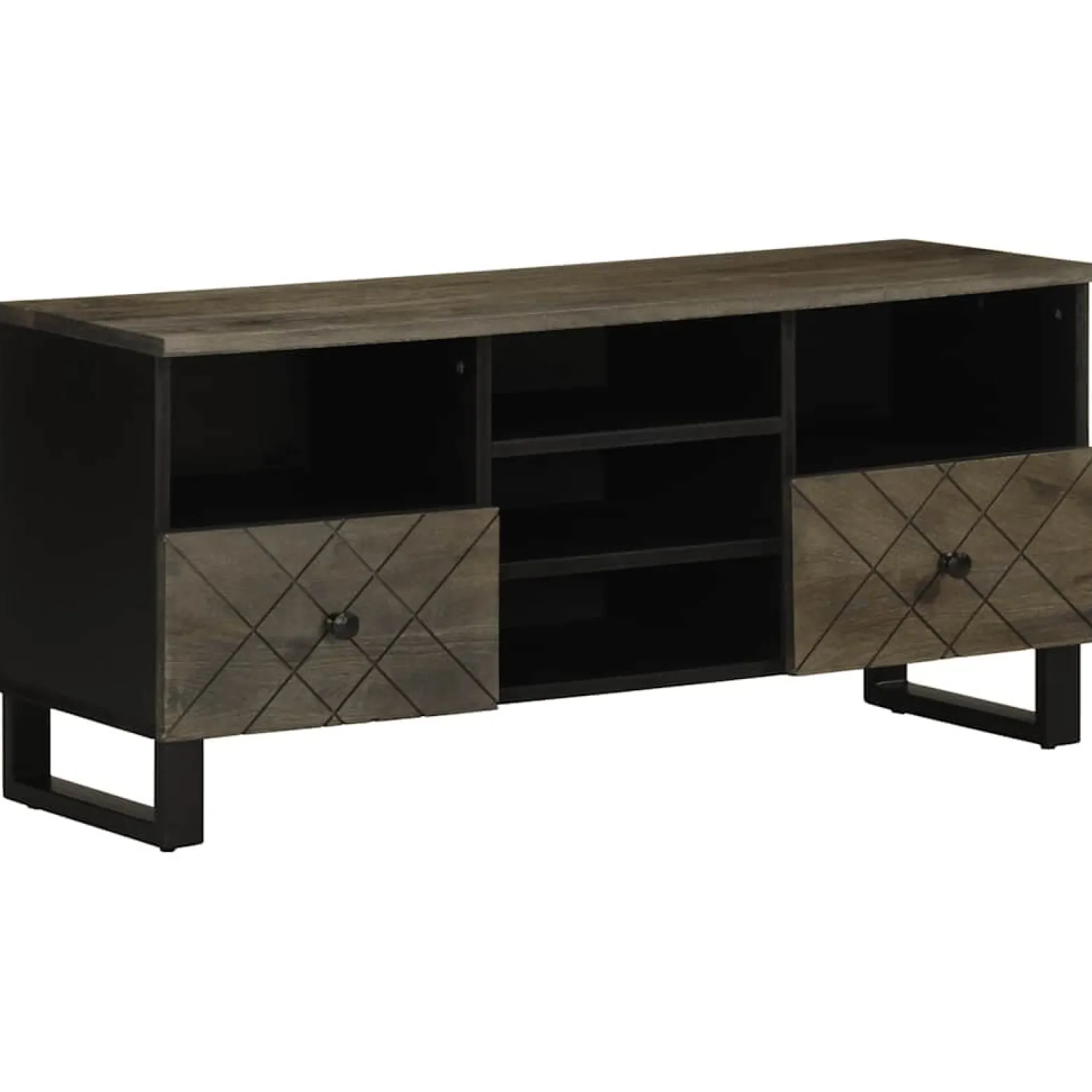 Szafka pod telewizor czarna 100x33x46 cm lite drewno mango