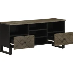 Szafka pod telewizor czarna 100x33x46 cm lite drewno mango