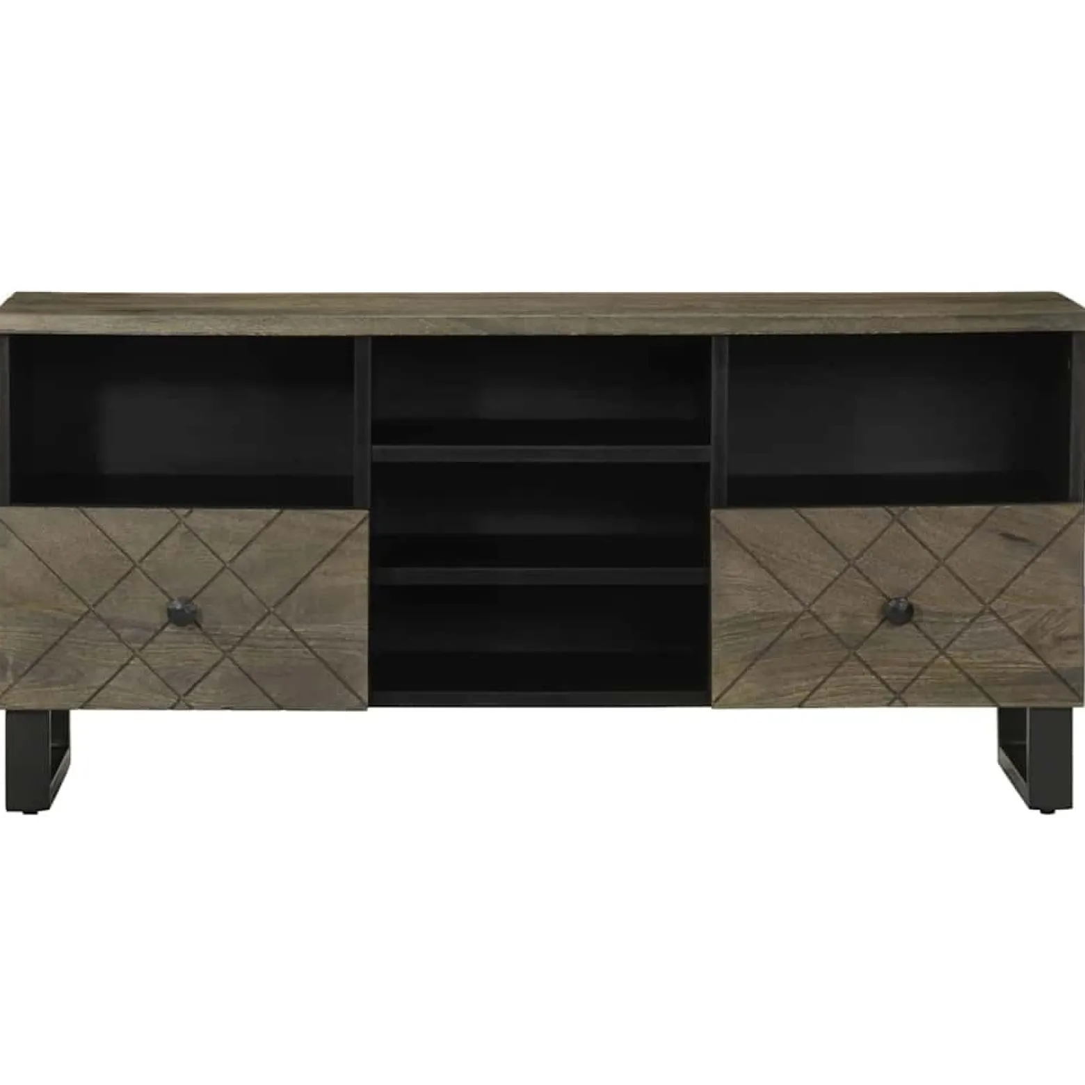 Szafka pod telewizor czarna 100x33x46 cm lite drewno mango