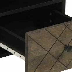 Szafka pod telewizor czarna 100x33x46 cm lite drewno mango