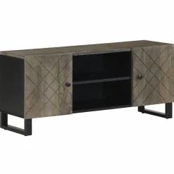 Szafka pod telewizor czarna 105x33x46 cm lite drewno mango
