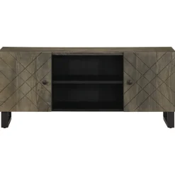 Szafka pod telewizor czarna 105x33x46 cm lite drewno mango