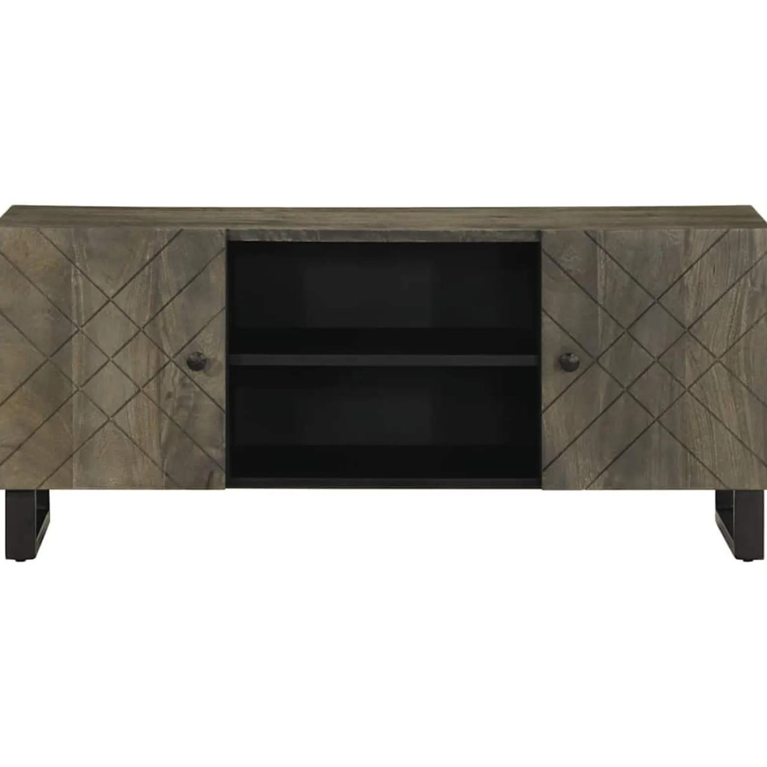 Szafka pod telewizor czarna 105x33x46 cm lite drewno mango