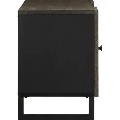 Szafka pod telewizor czarna 105x33x46 cm lite drewno mango