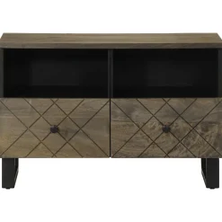 Szafka pod telewizor czarna 70x33x46 cm lite drewno mango
