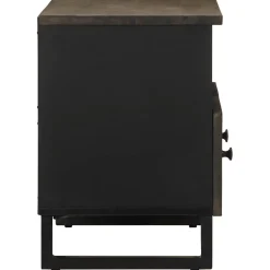 Szafka pod telewizor czarna 70x33x46 cm lite drewno mango