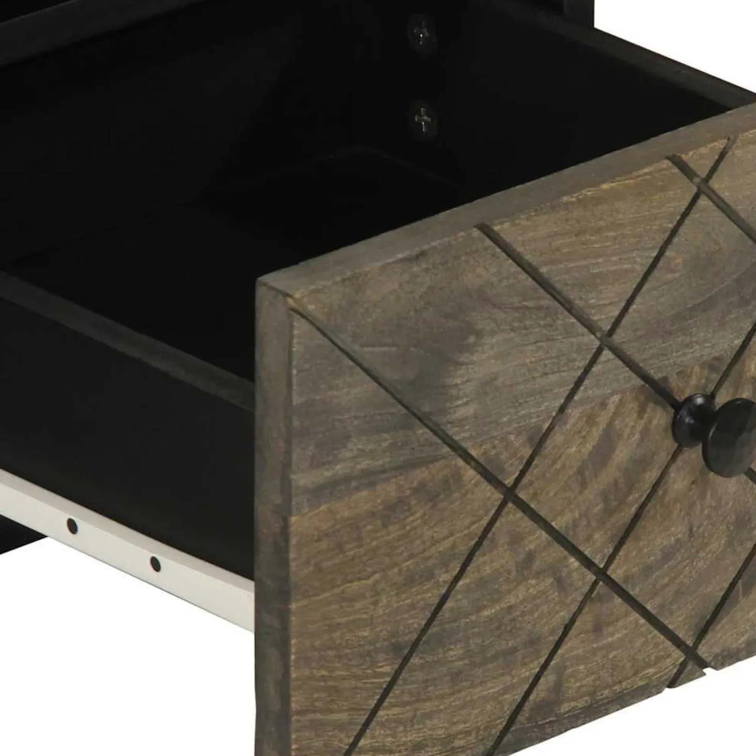 Szafka pod telewizor czarna 70x33x46 cm lite drewno mango