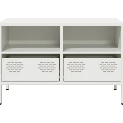 Szafka Pod Telewizor Półka Stolik RTV Biały Stal 68x39x43.5 cm