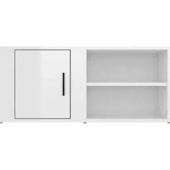 Szafka Pod Telewizor Szafka RTV Komoda Biały Połysk 80x31,5x36 cm