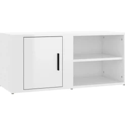 Szafka Pod Telewizor Szafka RTV Komoda Biały Połysk 80x31,5x36 cm